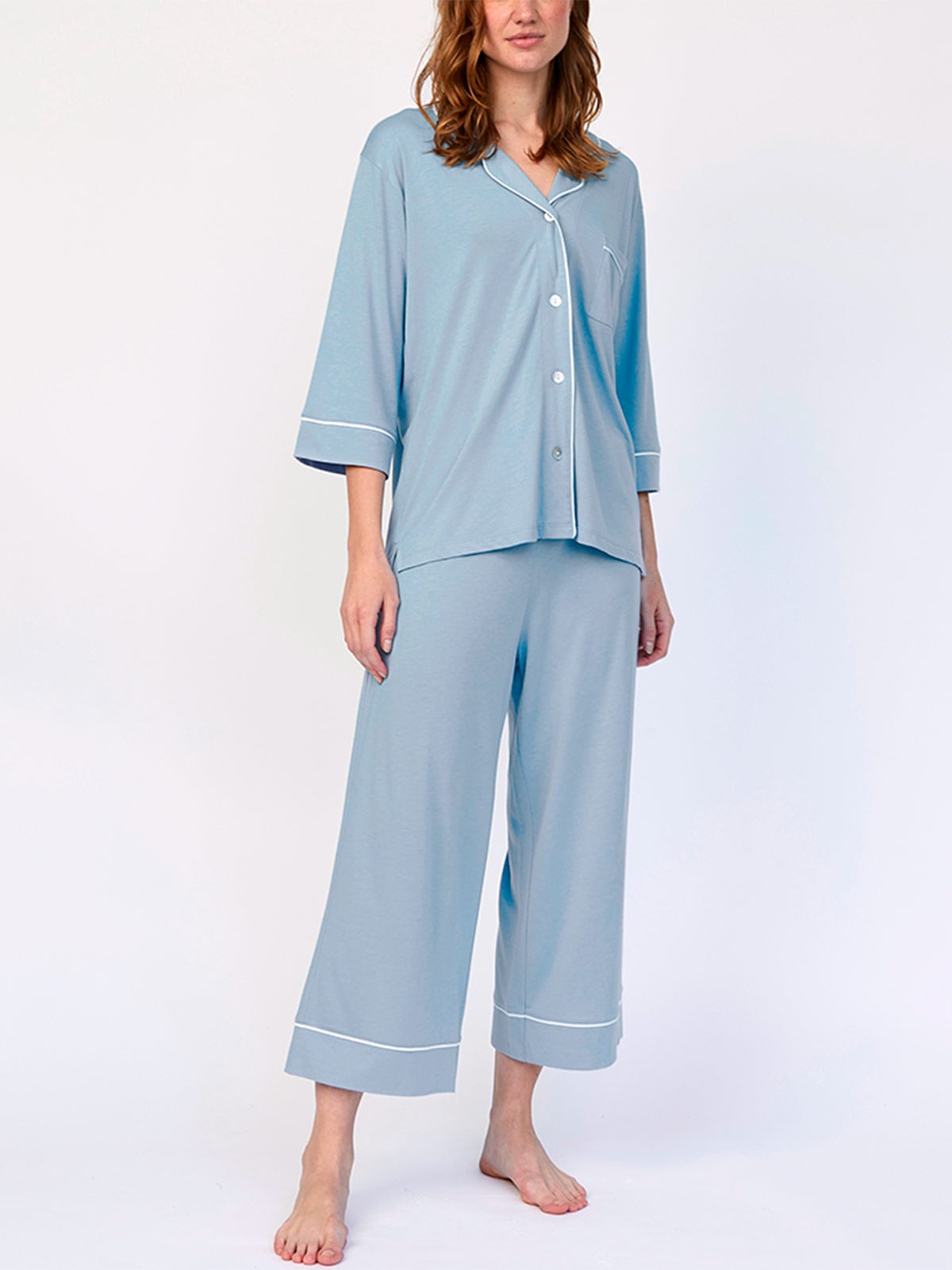 PIJAMA MANGA 3/4 MUJER IN BLOOM CELESTE BOYFRIEND - 2