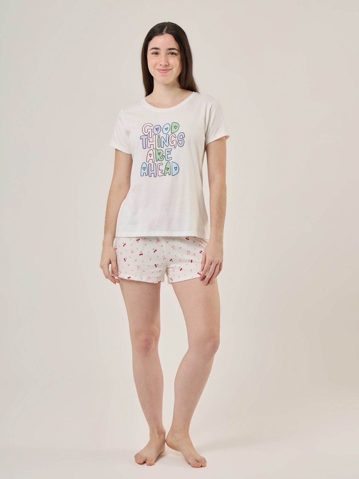 SHORT DE PIJAMA MUJER INDEX CEREZAS - 1