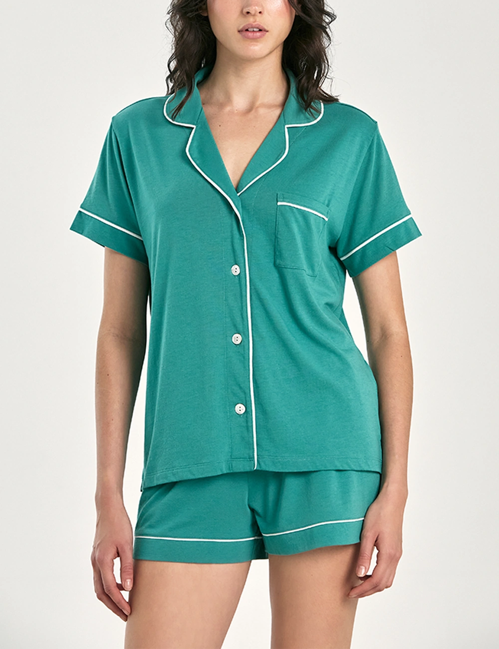 PIJAMA MANGA CORTA MUJER IN BLOOM BOYFRIEND TEAL - 1