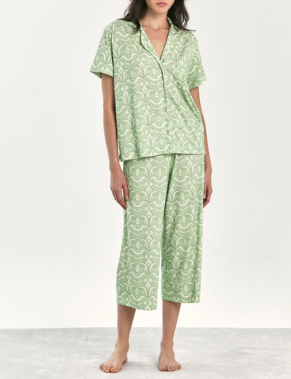 PIJAMA MANGA CORTA MUJER IN BLOOM BOYFRIEND AGNES CAPRI EMERALDA TID - 1