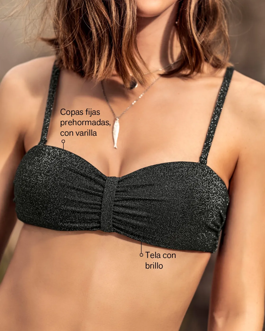 BIKINI LEONISA EN TELA BRILLANTE STRAPLESS - 2