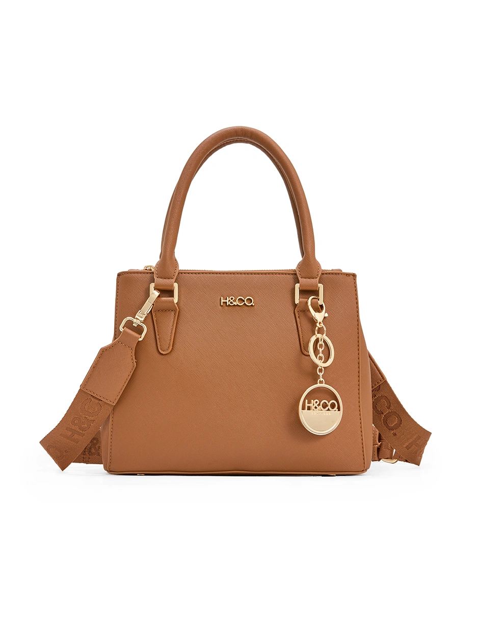 BOLSO SATCHEL H&CO. ELIANA 8109 COGNAC - 1