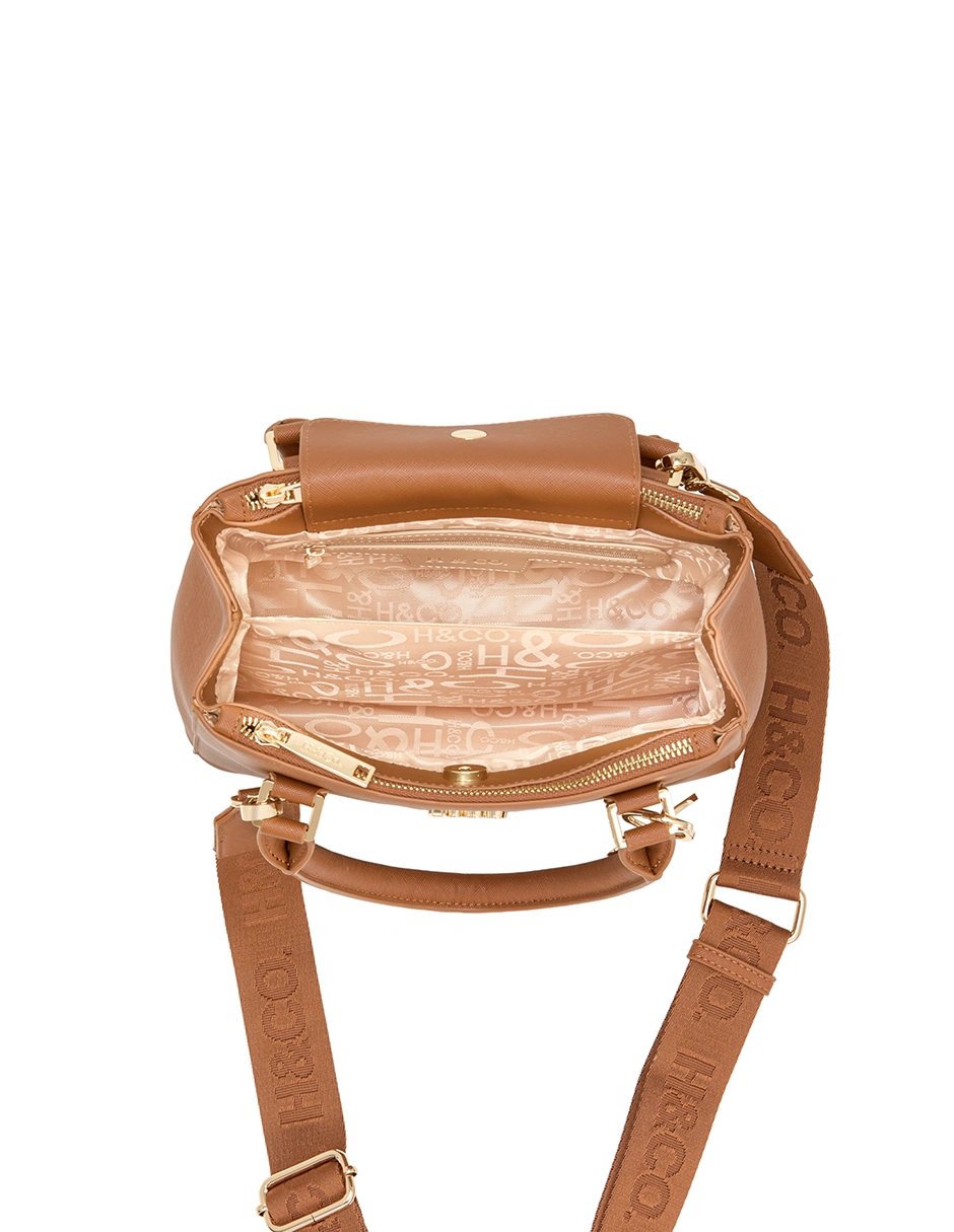 BOLSO SATCHEL H&CO. ELIANA 8109 COGNAC - 4