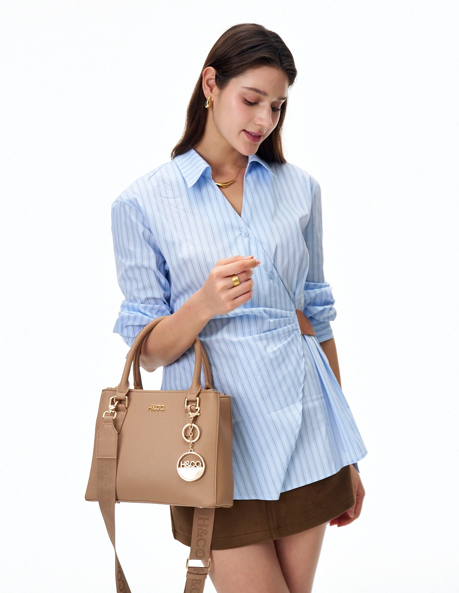 BOLSO SATCHEL H&CO. ELIANA 8109 TAUPE - 6