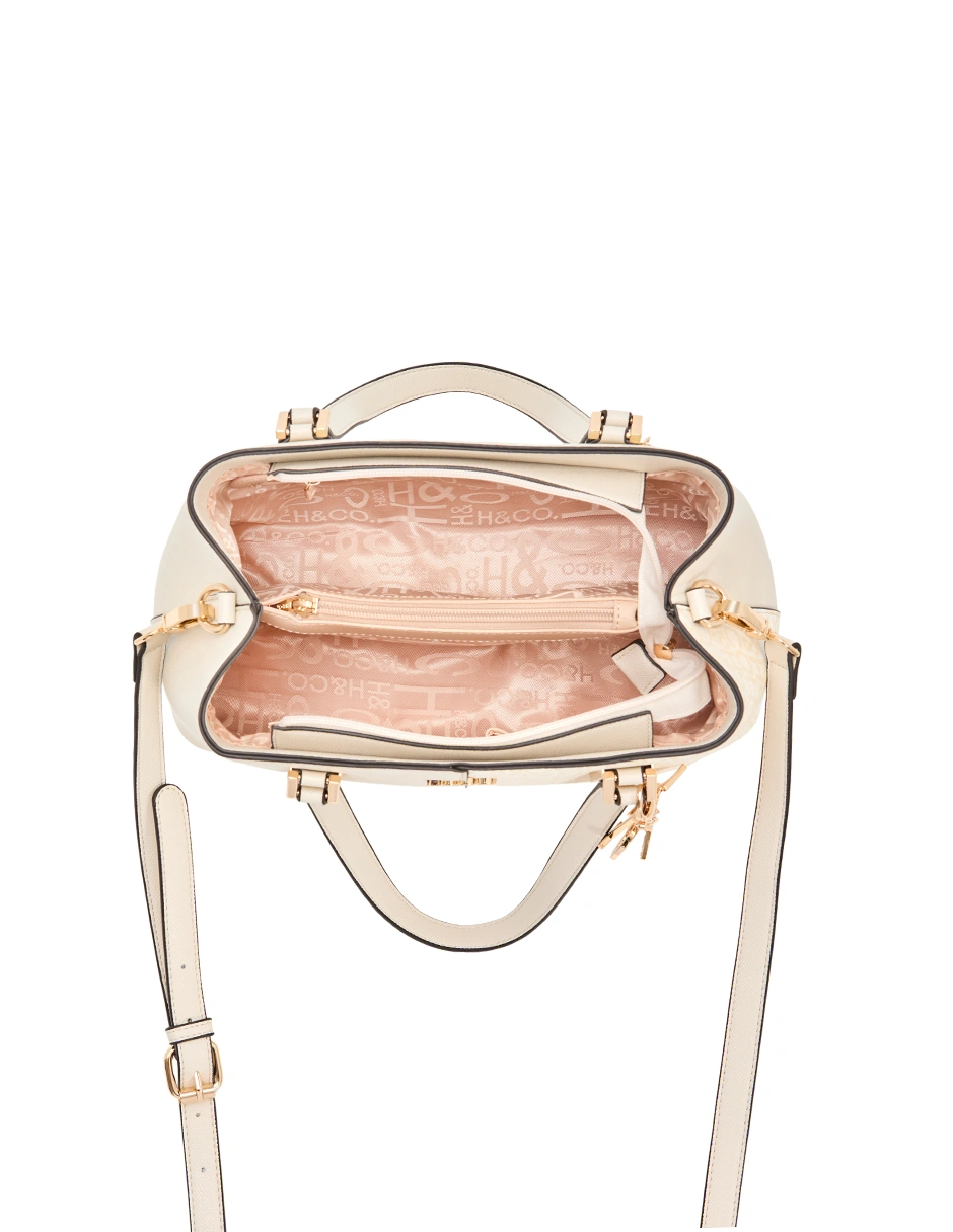 BOLSO SATCHEL H&CO. AGNES 8112 BEIGE - 4
