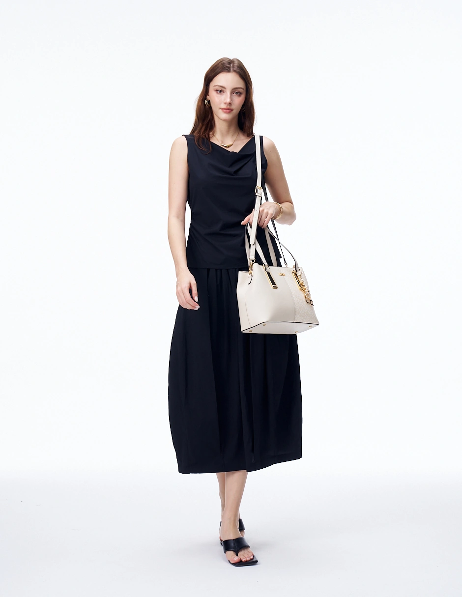 BOLSO SATCHEL H&CO. AGNES 8112 BEIGE - 7