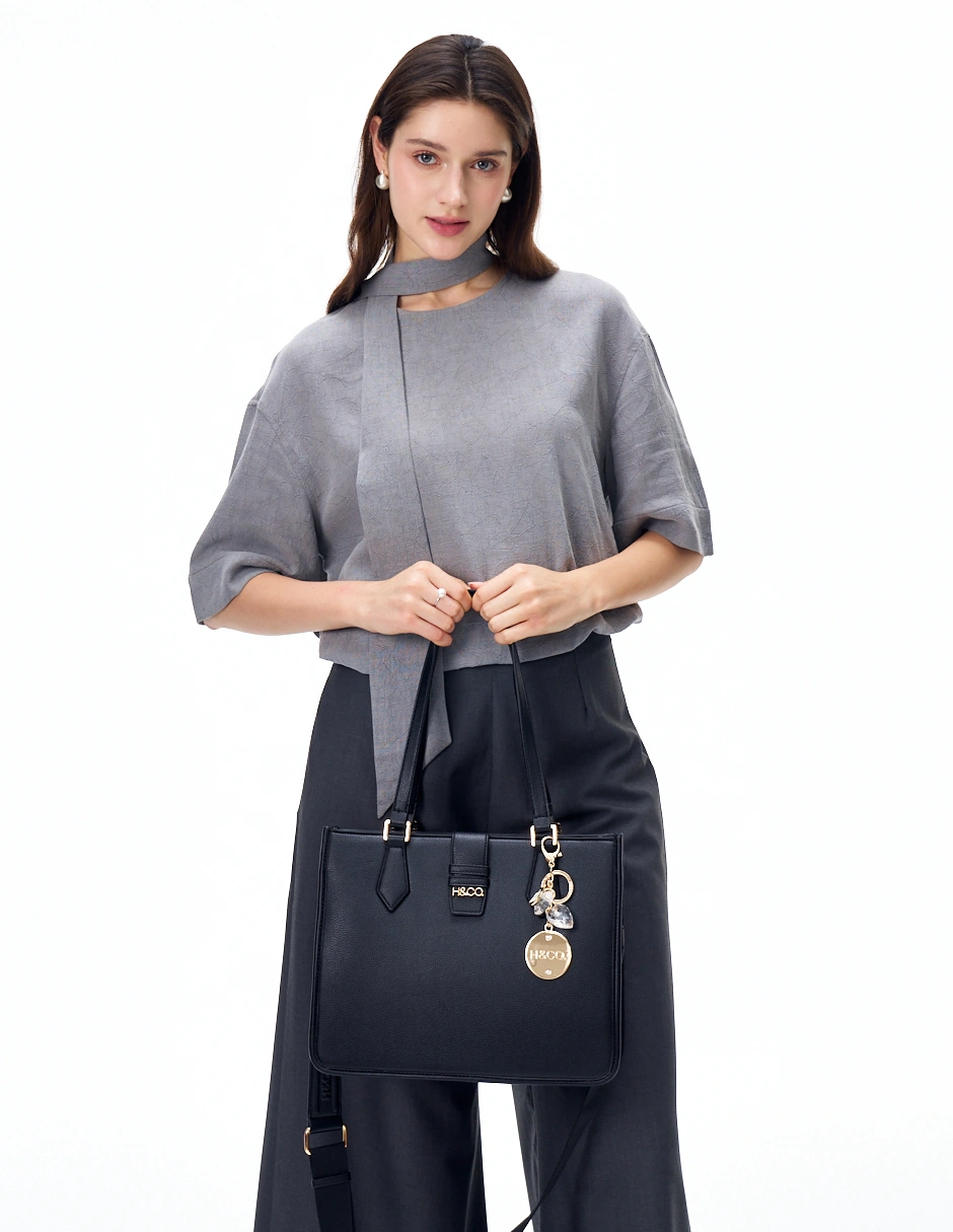 BOLSO TOTE H&CO. LEA 8171 NEGRO - 6