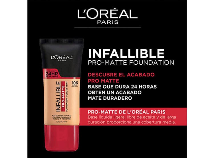 BASE LOREAL PARIS MAQUILLAJE INFALLIBLE MATTE FDTN NATURAL BEIGE 1.0 FL OZ/30 ML - 3