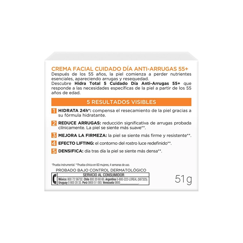 CREMA FACIAL LOREAL PARIS ANTIARRUGAS 55+ HIDRATACIÓN TOTAL 5 50ML + HIDRATACIÓN TOTAL 5 50ML - 4