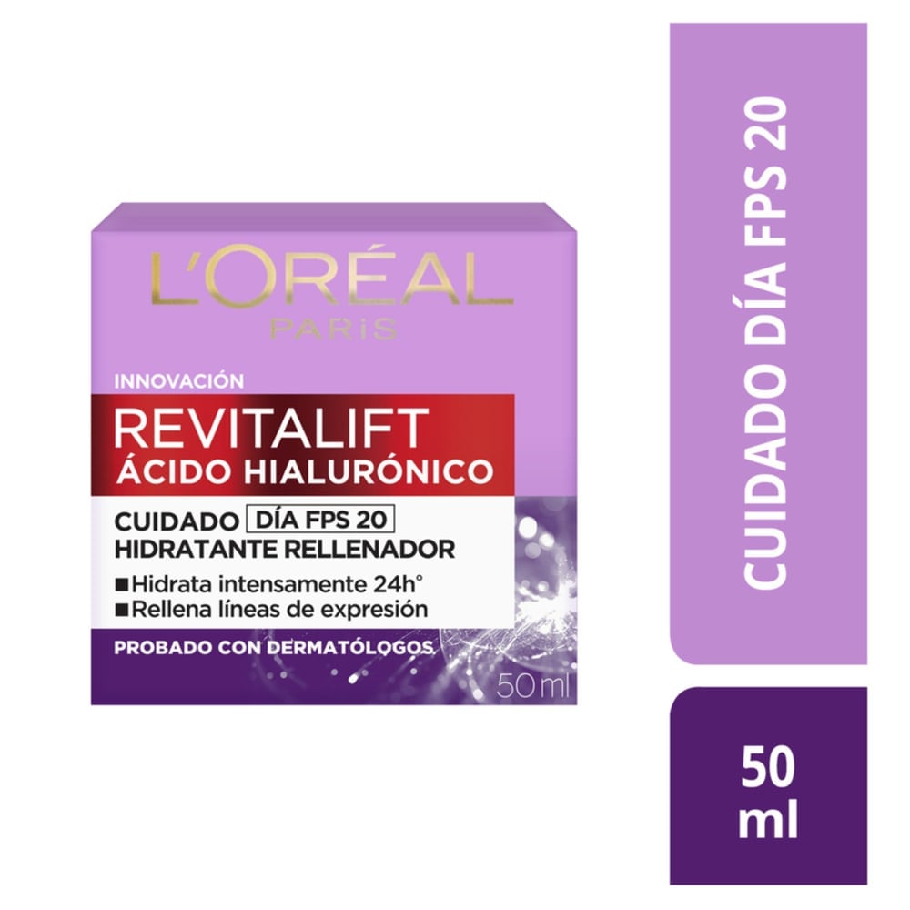 CREMA FACIAL LOREAL PARIS DIA HIDRATANTE REVITALIFT ACIDO HIALURONICO 50ML - 1