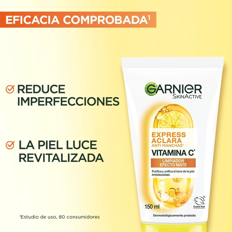 GEL LIMPIADOR GARNIER EXPRESS ACLARA VITAMINA C 150 ML - 6