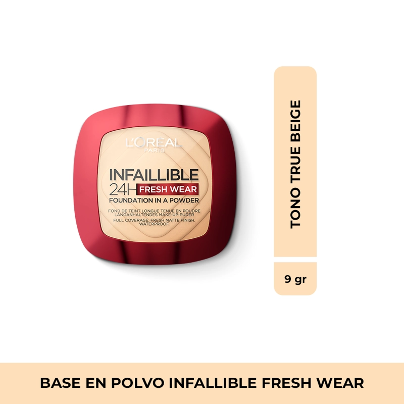 BASE LOREAL PARIS EN POLVO INFALLIBLE 24H FRESH WEAR TRUE BEIGE 9GR - 1