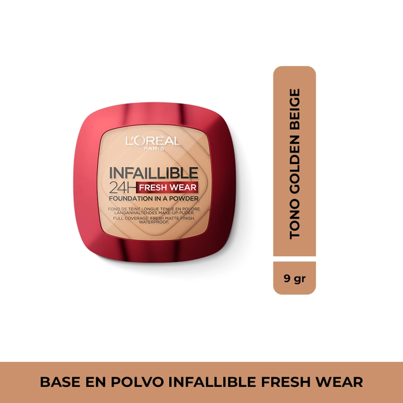 BASE LOREAL PARIS EN POLVO INFALLIBLE 24H FRESH WEAR GOLDEN BEIGE 9GR - 1
