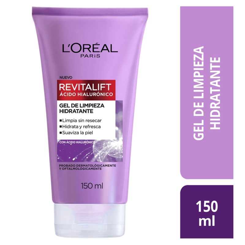 GEL LIMPIADOR LOREAL PARIS HIDRATANTE ÁCIDO HIALURÓNICO 150ML - 1