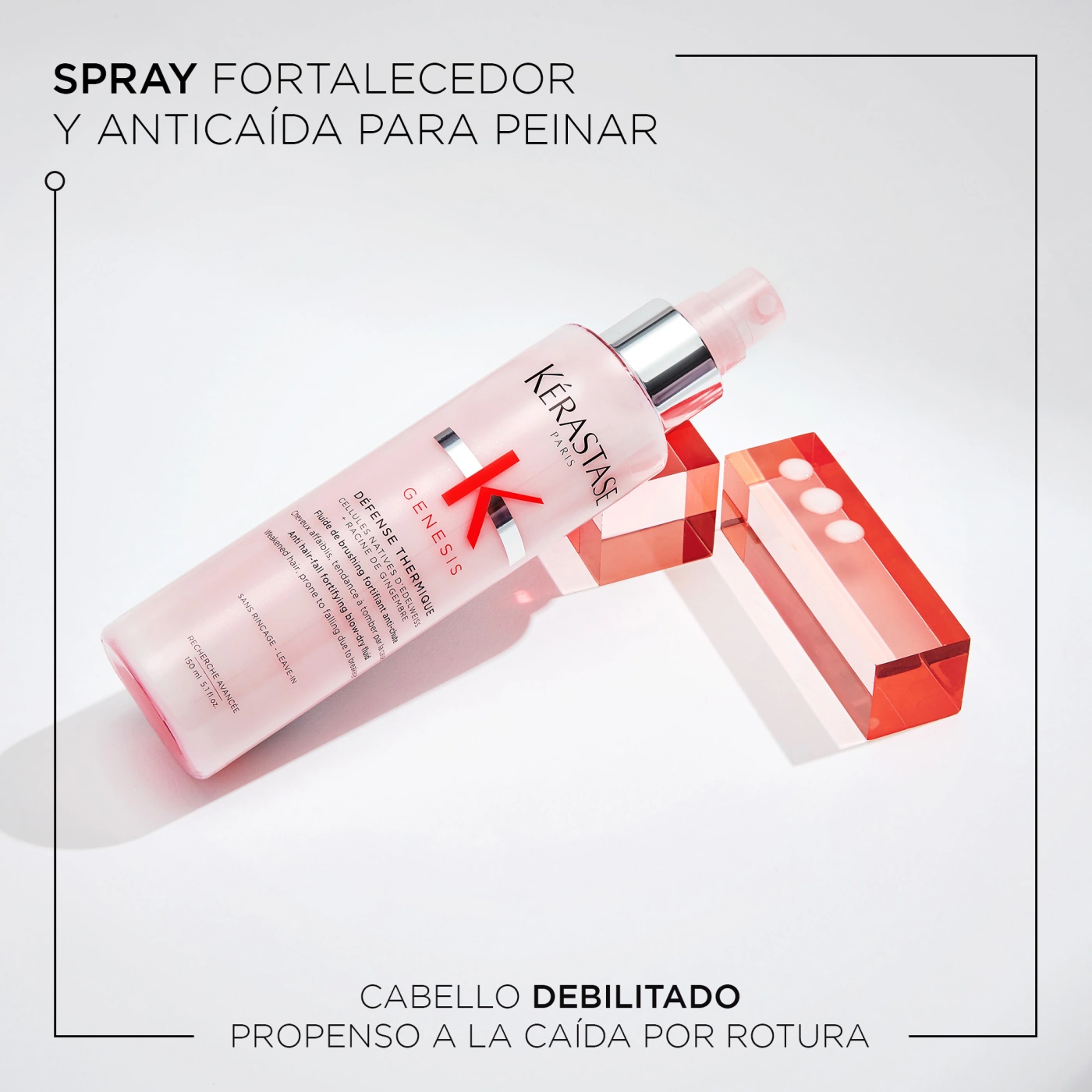 PROTECTOR TÉRMICO PARA CABELLO CON TENDENCIA A LA CAÍDA POR ROTURA DEL CEPILLADO DÉFENSE THERMIQUE GENESIS 150ML - 3