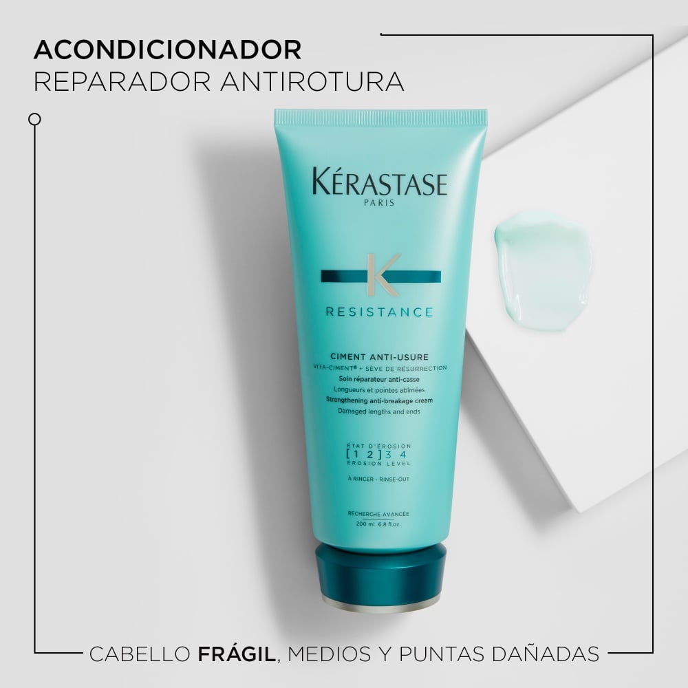 ACONDICIONADOR RECONSTRUCTOR PARA CABELLO DÉBIL CIMENT ANTIUSURE RESISTANCE 200ML - 3