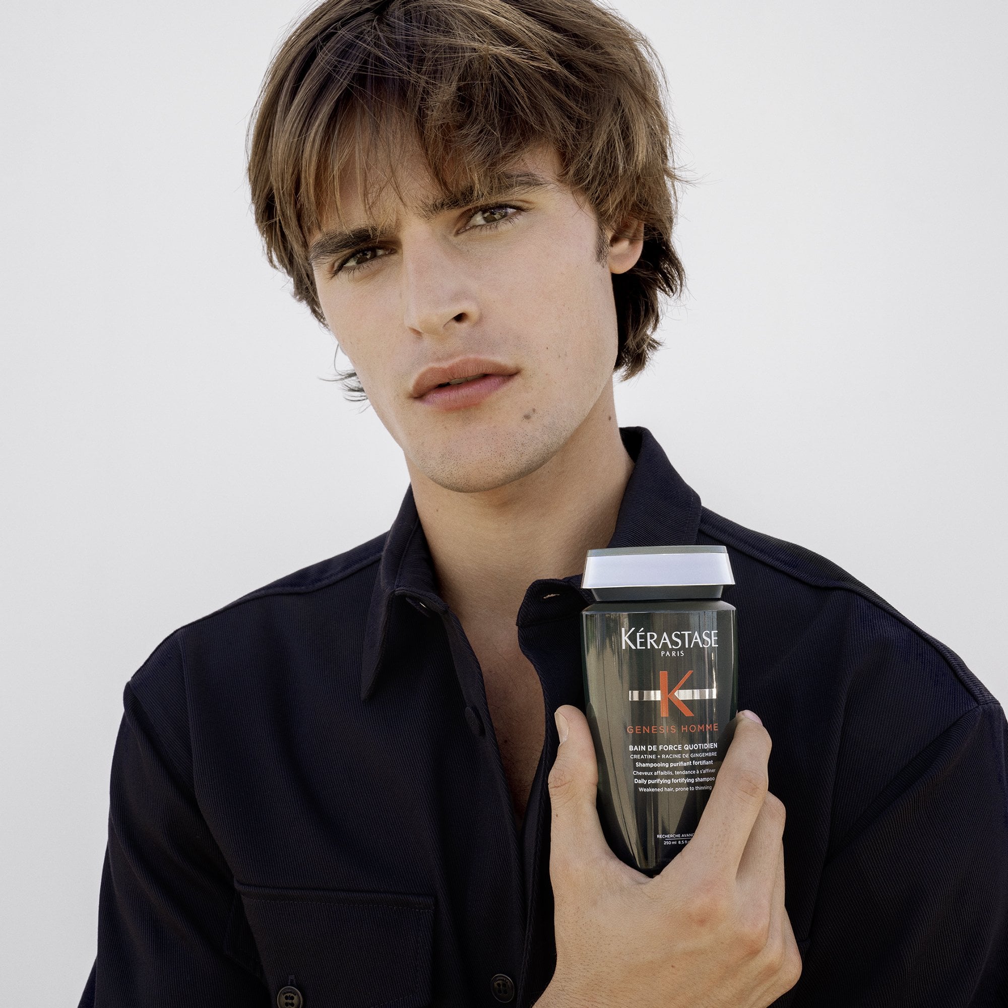 SHAMPOO PURIFICADOR Y FORTIFICANTE PARA CABELLOS DEBILITADOS CON TENDENCIA A LA CAÍDA GENESIS HOMME BAIN FORCE 250ML - 9