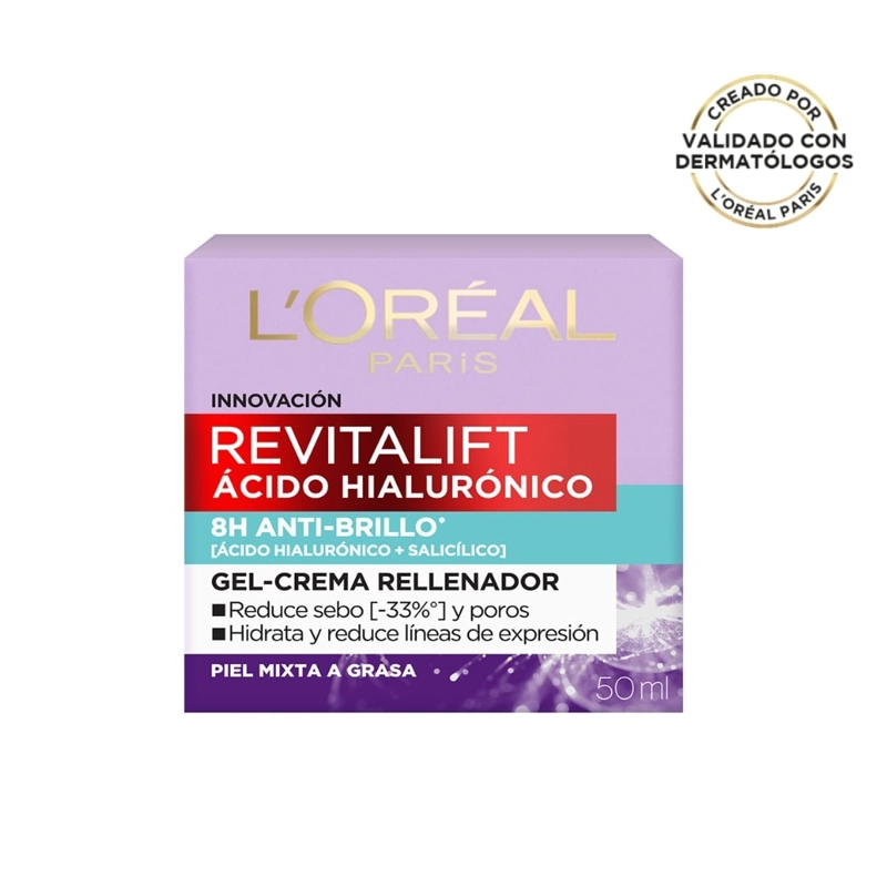 CREMA FACIAL LOREAL PARIS GE SKIN CARE REVITALIFT ÁCIDO HIALURÓNICO Y ÁCIDO SALICÍLICO 50 ML - 3