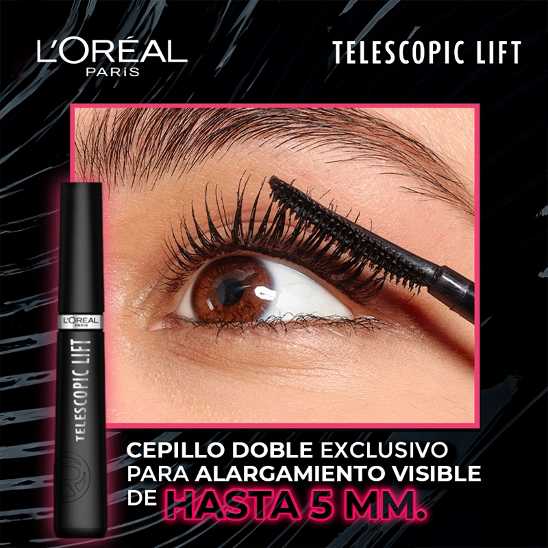 MÁSCARA DE PESTAÑAS LOREAL PARIS TELESCOPIC LIFT LAVABLE - 6