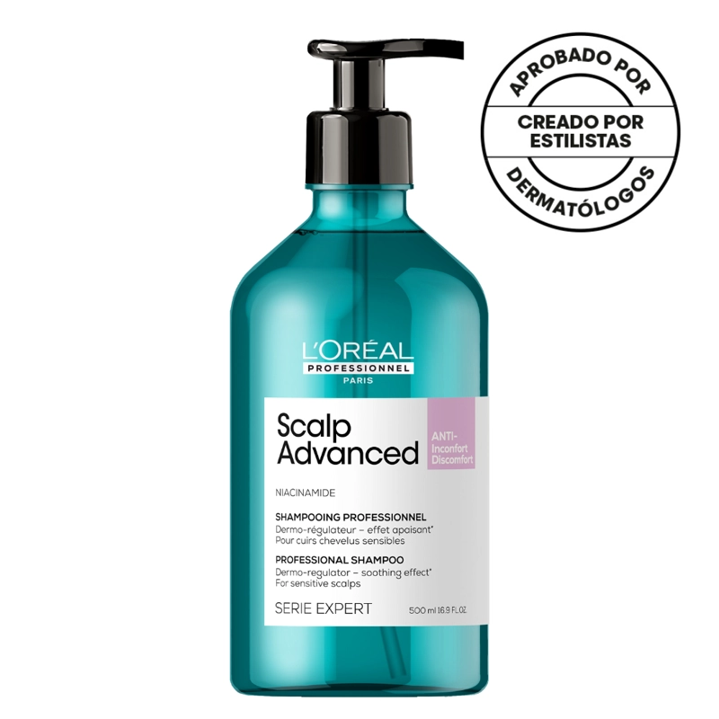 SHAMPOO LOREAL PARIS PROFESSIONNEL DERMOREGULADOR SCALP ADVANCED CUERO CABELLUDO SENSIBLE 500ML - 1