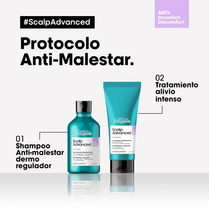 SHAMPOO LOREAL PARIS PROFESSIONNEL DERMOREGULADOR SCALP ADVANCED CUERO CABELLUDO SENSIBLE 500ML - 9