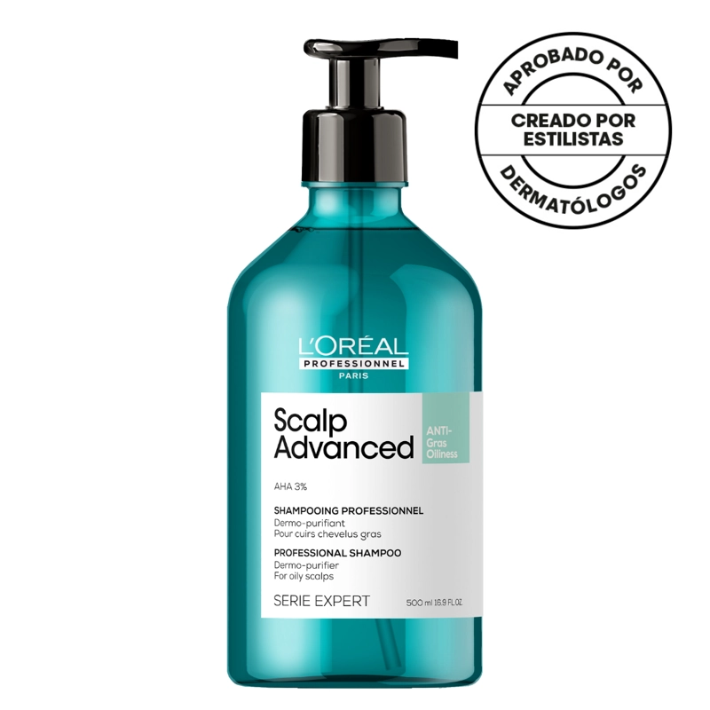 SHAMPOO EN GEL QUE PURIFICA EL CUERO CABELLUDO Y LA FIBRA DE RESIDUOS, SUDOR Y GRASA PARA UNA SENSACIÓN MÁS FRESCA Y LIMPIA SCALP ADVANCED ANTI-OILINESS 500 ML - 1