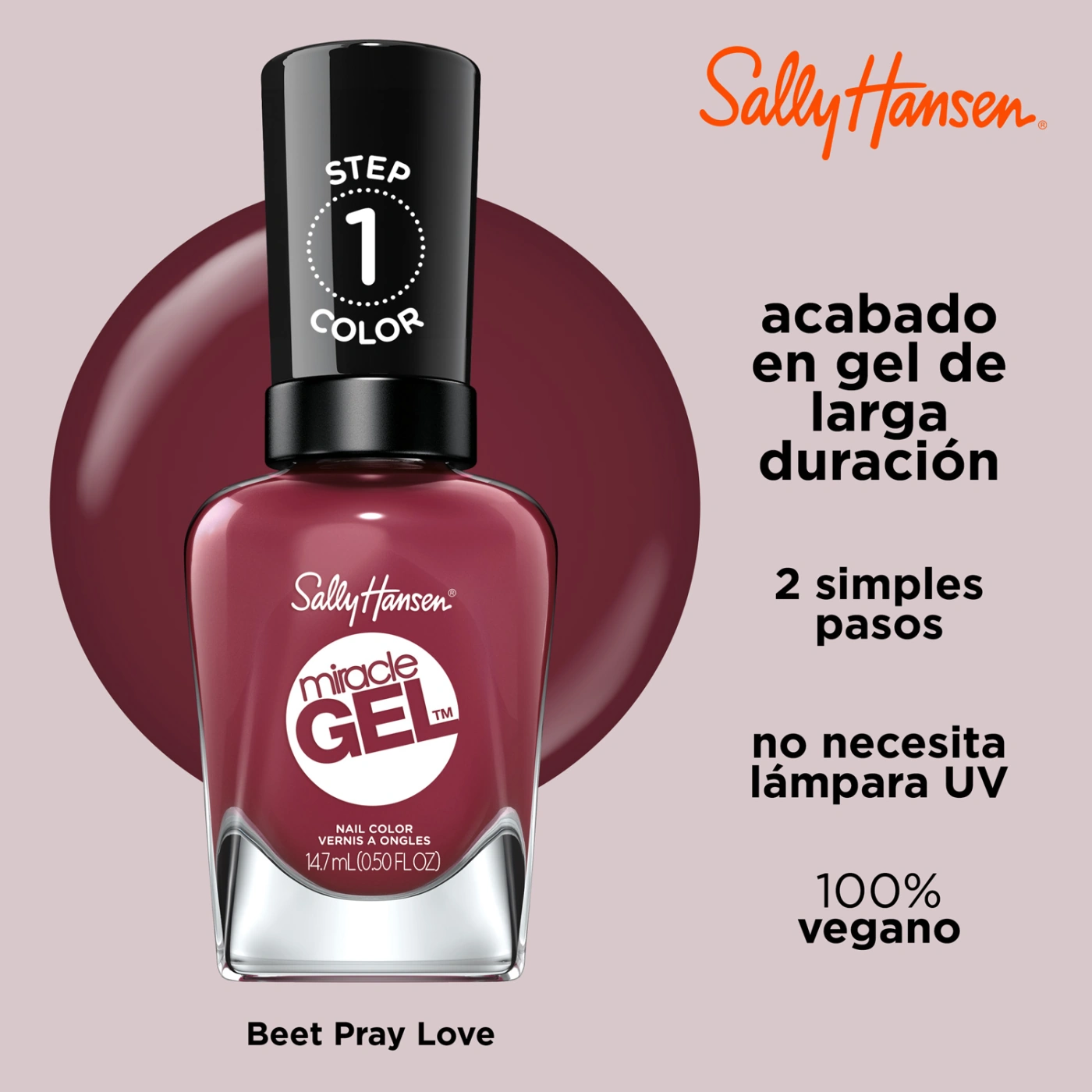 ESMALTE SALLY HANSEN 99350170074 14.7 ML MIRACLE GEL BEET. PRAY. LOVE - 4