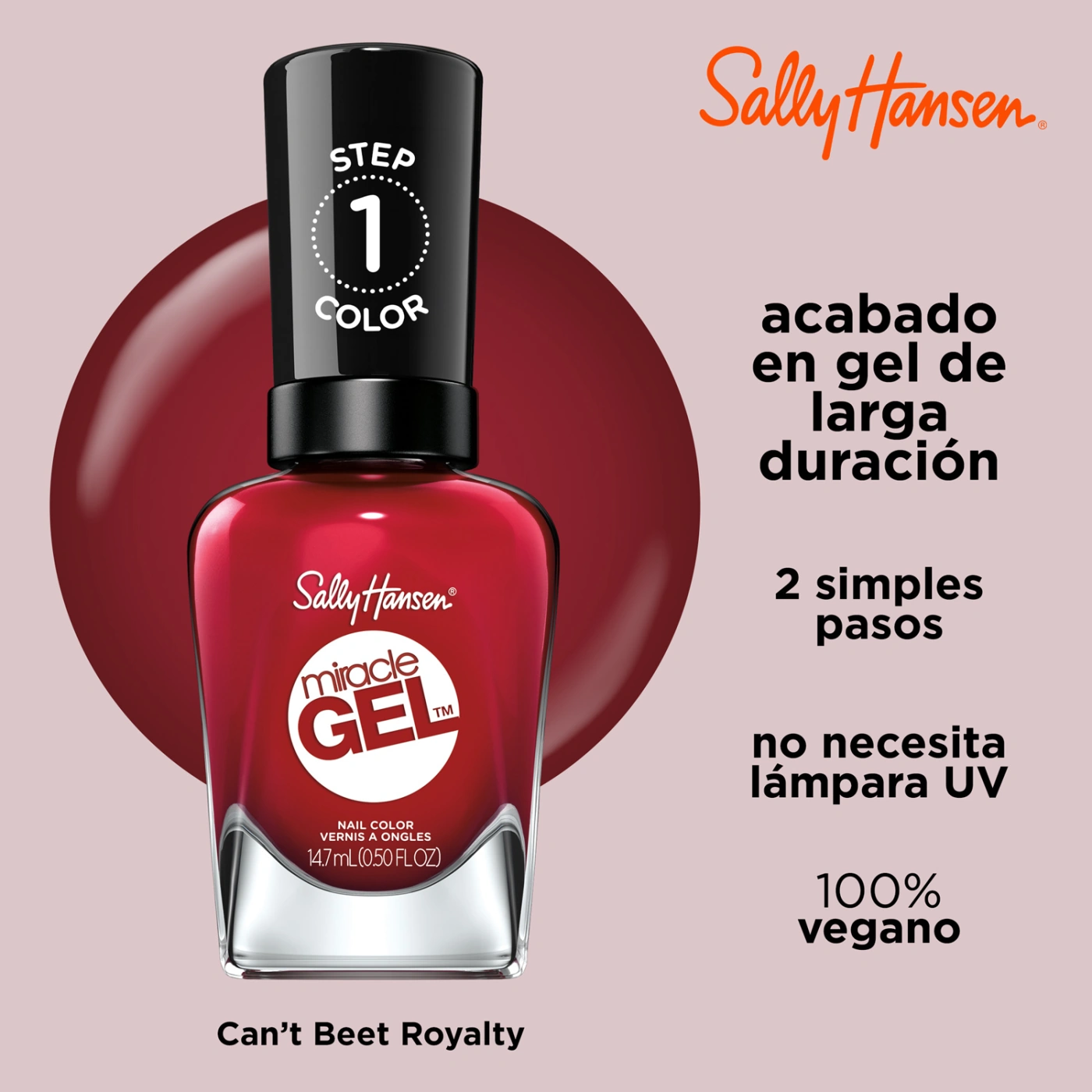 ESMALTE SALLY HANSEN 99350170068 14.7 ML MIRACLE GEL CAN T BEET ROYALTY - 4