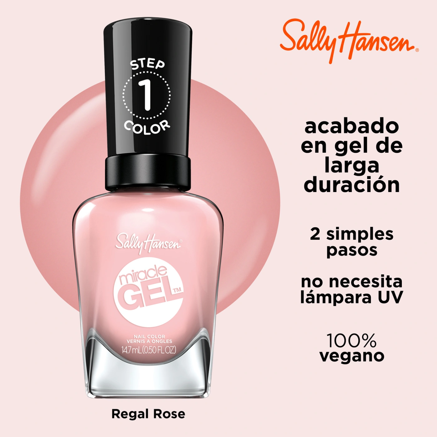ESMALTE SALLY HANSEN 99350169989 14.7 ML MIRACLE GEL REGAL ROSE - 4