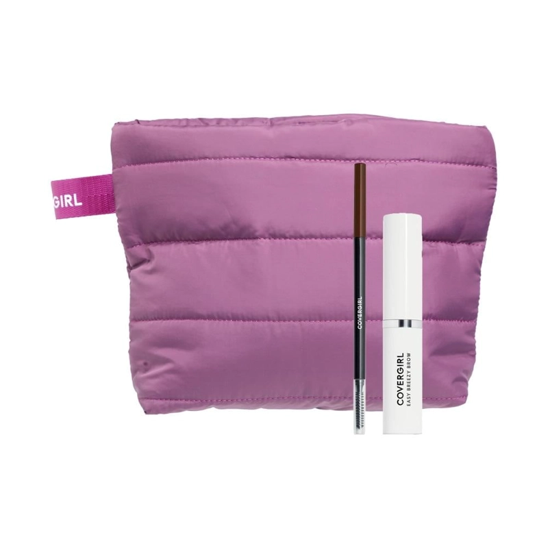 SET COVERGIRL BROW MICRO FINE FILL DEFINE BROW PENCIL SOFT BROWN 711 + BROW EASY BREEZY VOLUMINISNG BROW GEL CLEAR + NECESER DE REGALO - 1