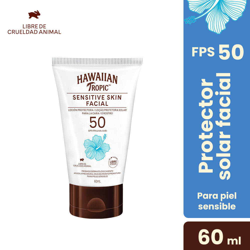 SET ROSTRO Y CUELLO HAWAIIAN TROPIC SPF 50+ SENSITIVE SKIN 60 ML + SHEER TOUCH 240 ML - 4