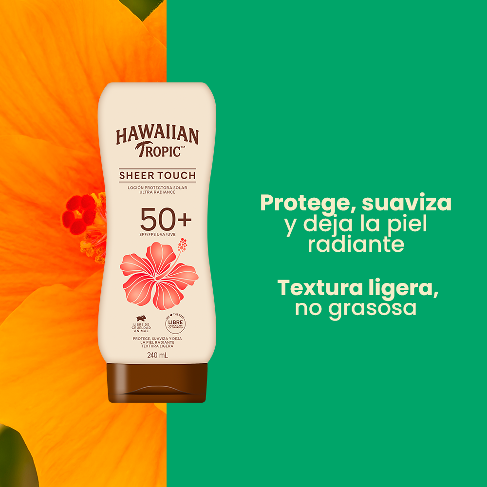 SET ROSTRO Y CUELLO HAWAIIAN TROPIC SPF 50+ SENSITIVE SKIN 60 ML + SHEER TOUCH 240 ML - 6