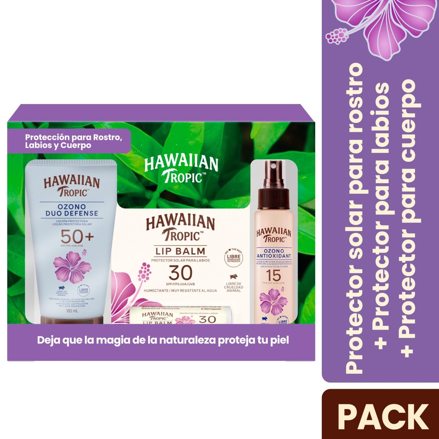 SET ROSTRO Y CUELLO HAWAIIAN TROPIC SPF 50+ OZONO MIST + LIP BALM + OZONO DUO DEFENSE - 1