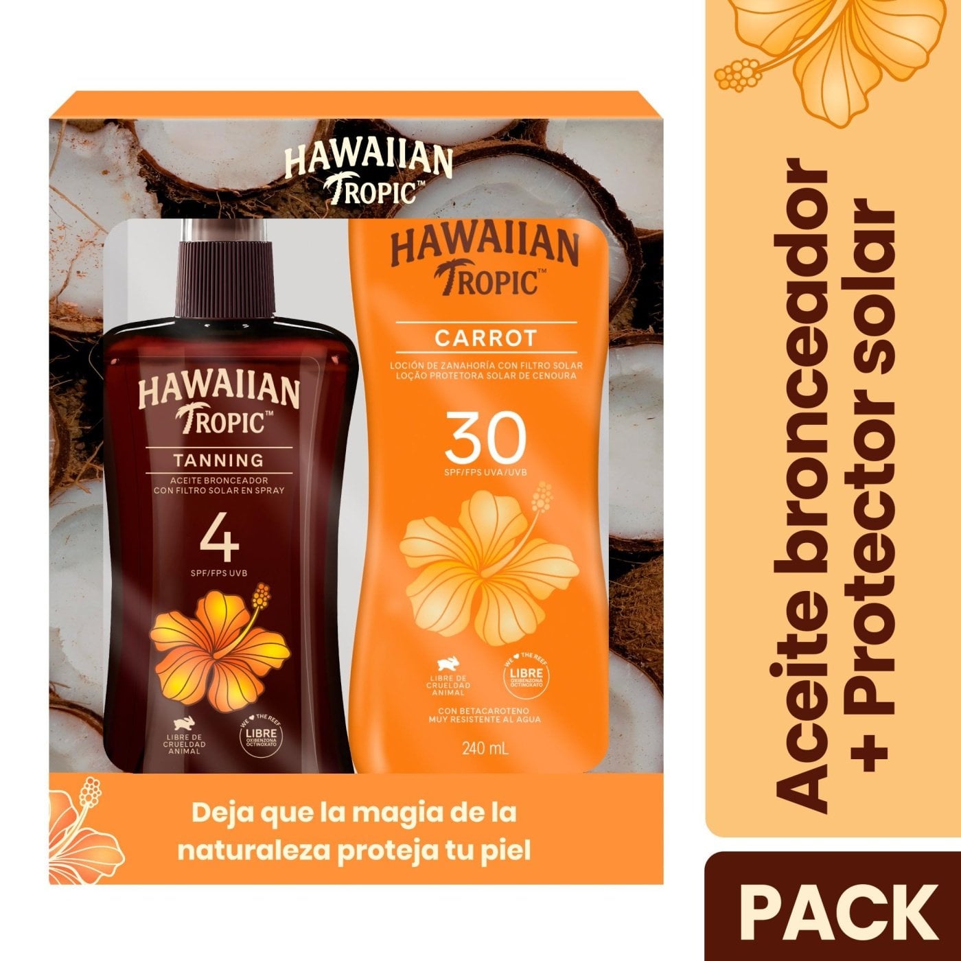 SET CORPORAL HAWAIIAN TROPIC SPF 30 LOCIÓN CARROT 240 ML + ACEITE BRONCEADOR 240 ML - 1