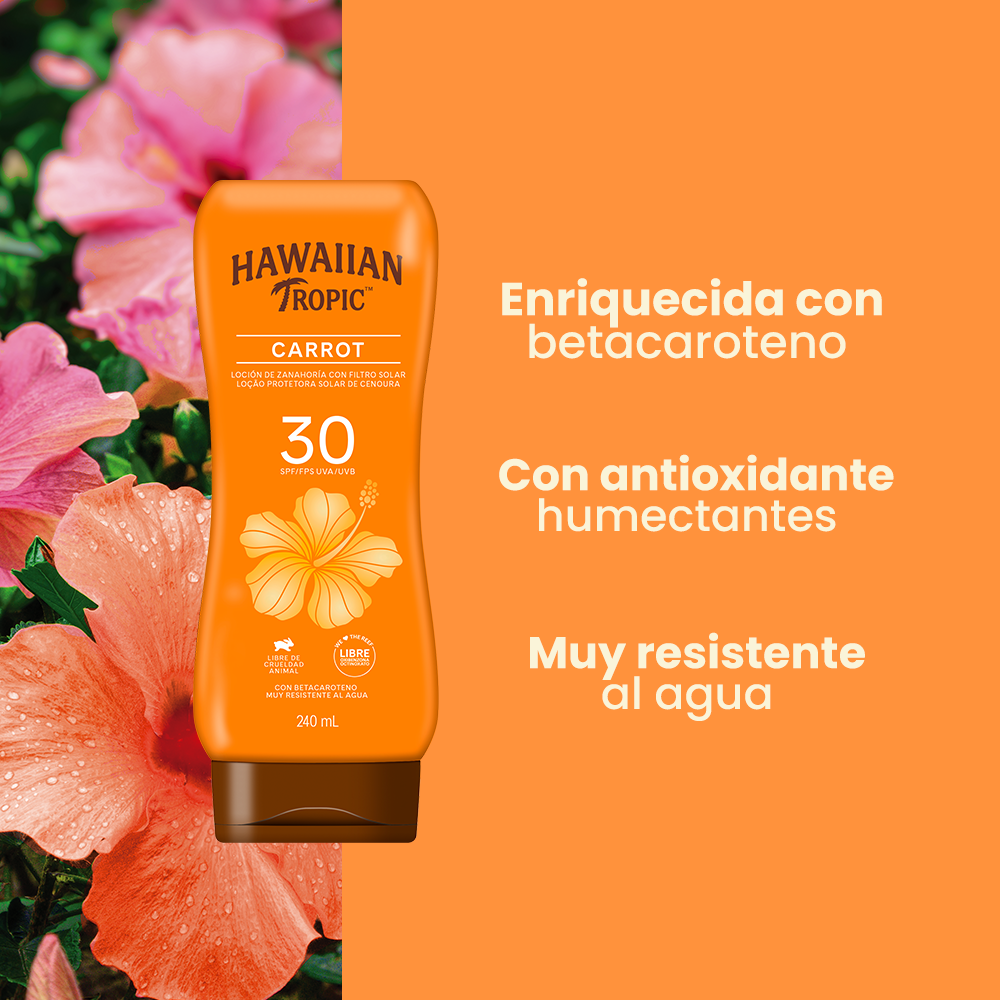 SET CORPORAL HAWAIIAN TROPIC SPF 30 LOCIÓN CARROT 240 ML + ACEITE BRONCEADOR 240 ML - 6