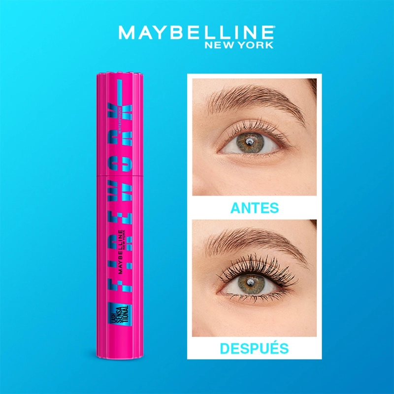 SET MAQUILLAJE MAYBELLINE MÁSCARA DE PESTAÑAS FIREWORK + LABIAL VINYL - 7