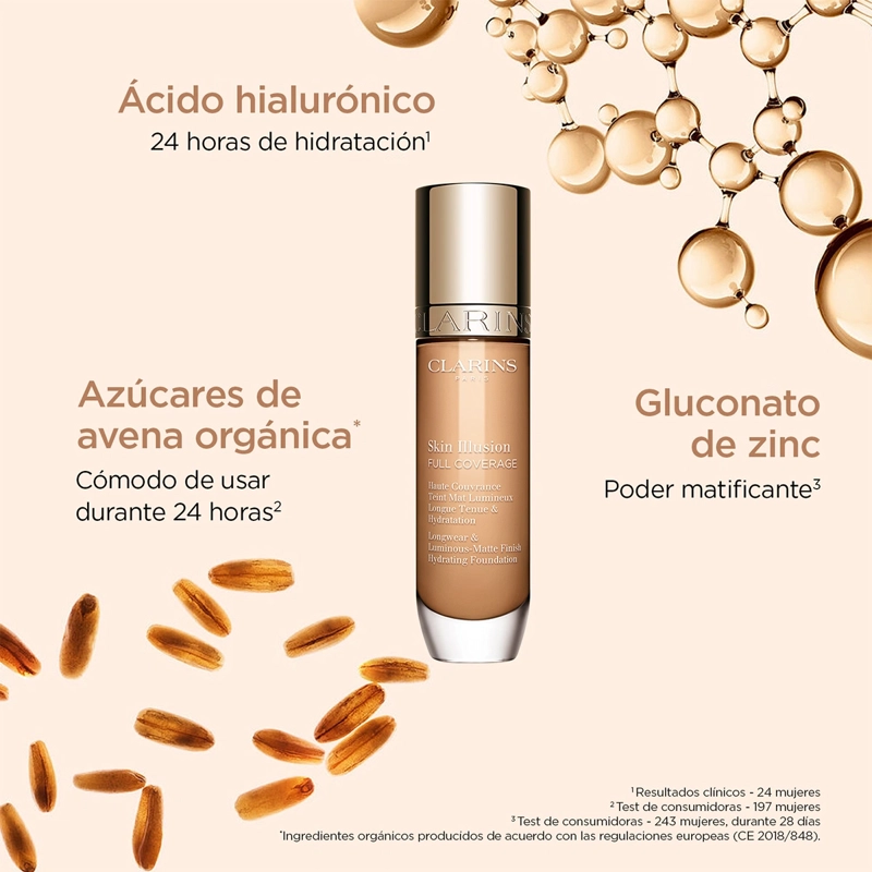 BASE DE MAQUILLAJE CLARINS SKIN ILLUSION FULL COVERAGE 106N - 3