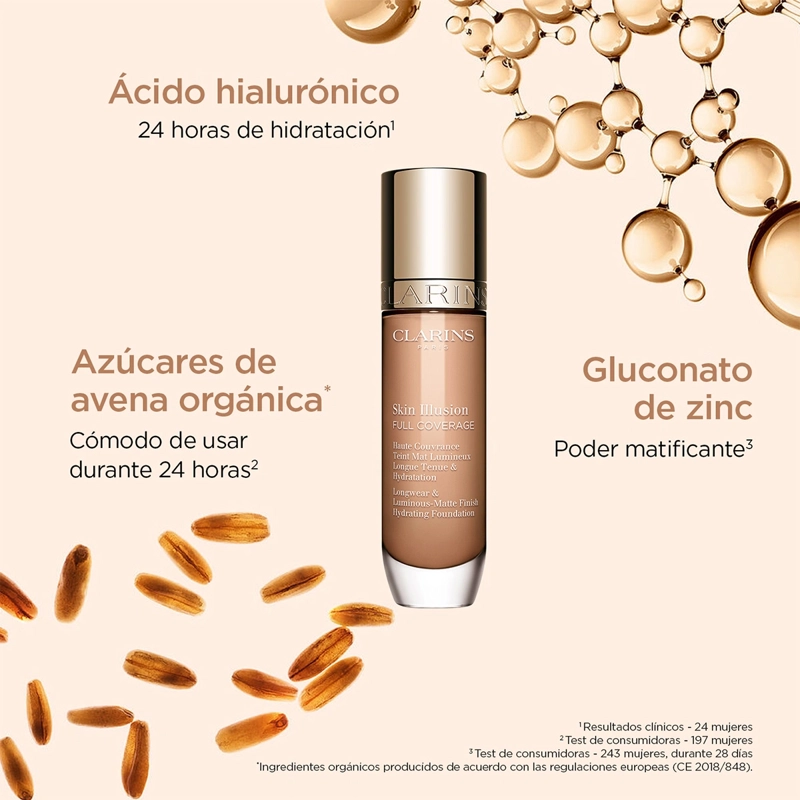 BASE DE MAQUILLAJE CLARINS SKIN ILLUSION FULL COVERAGE 109C - 3
