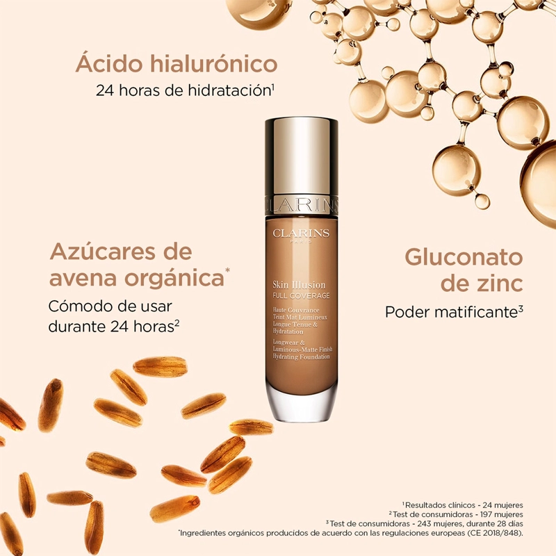 BASE DE MAQUILLAJE CLARINS SKIN ILLUSION FULL COVERAGE 112.3N - 3