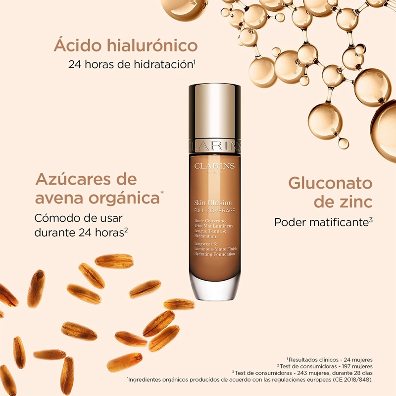 BASE DE MAQUILLAJE CLARINS SKIN ILLUSION FULL COVERAGE 114N - 3