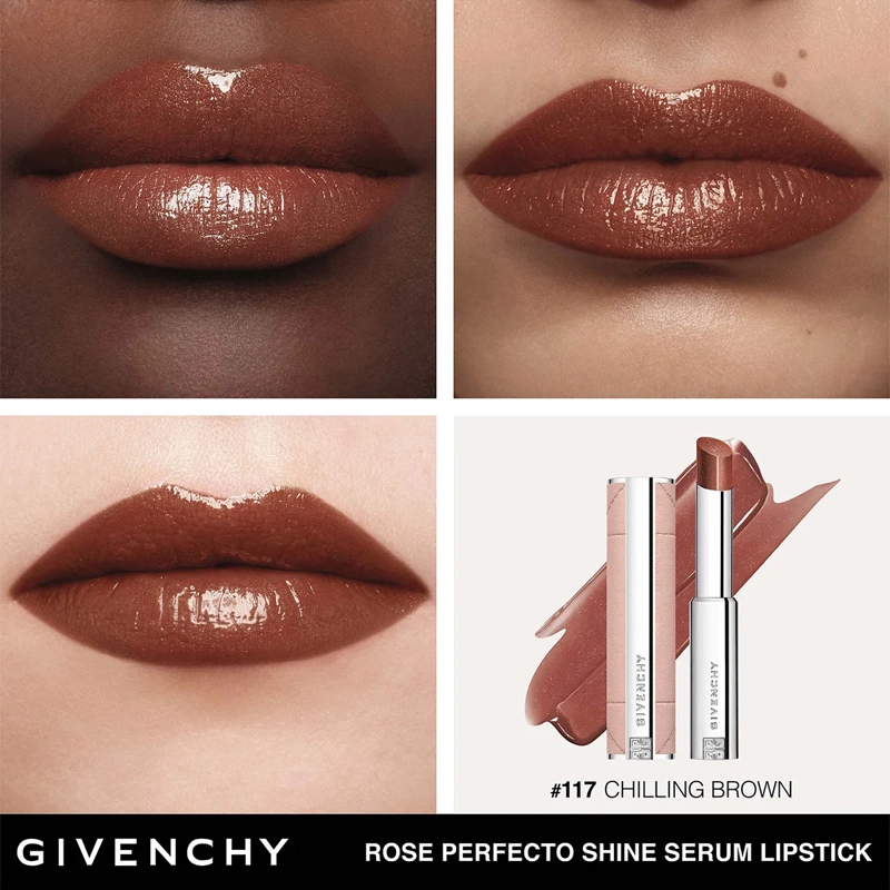 BÁLSAMO LABIAL GIVENCHY ROSE PERFECTO SHINE N117 CHILLING BROWN - 2