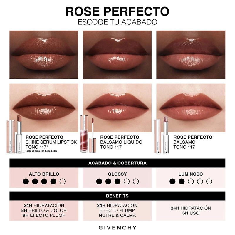 BÁLSAMO LABIAL GIVENCHY ROSE PERFECTO SHINE N117 CHILLING BROWN - 3