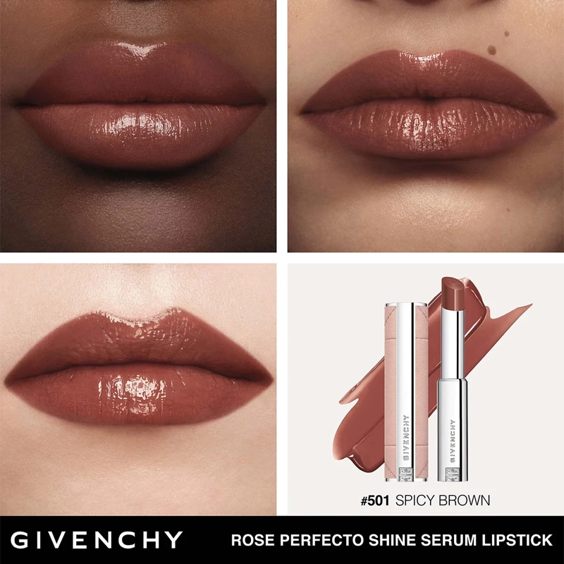 BÁLSAMO LABIAL GIVENCHY ROSE PERFECTO SHINE N501 SPICY BROWN - 2