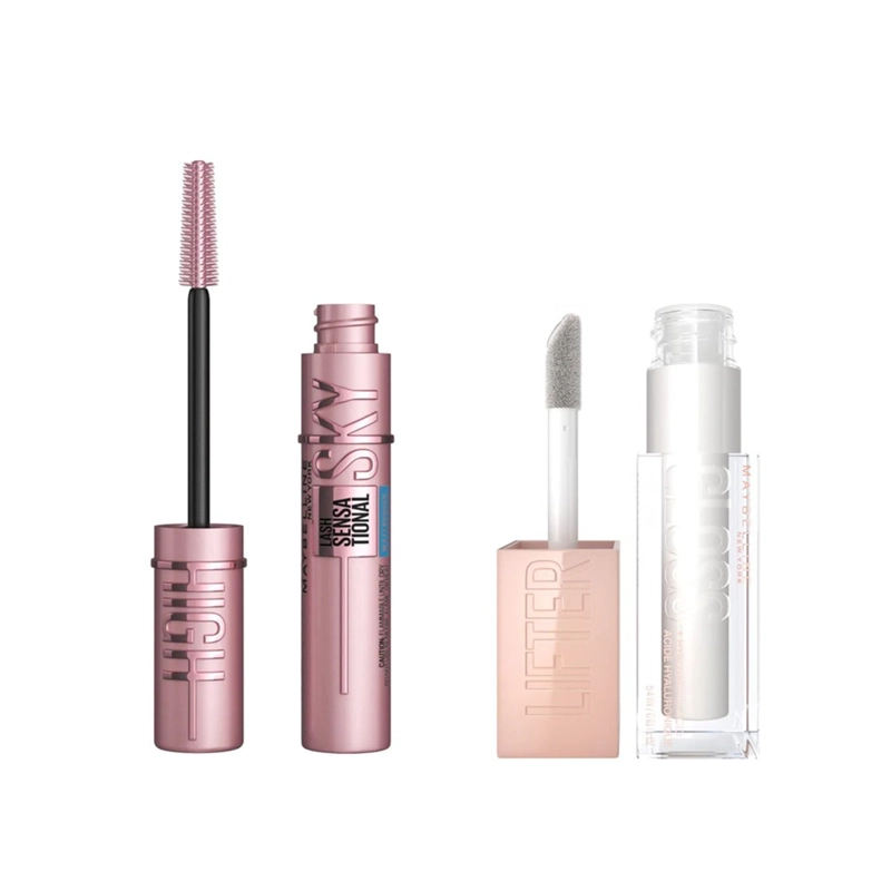 PACK MAYBELLINE MÁSCARA SKY HIGH WATERPROOF+ BRILLO LABIAL LIFTER GLOSS PEARL - 1