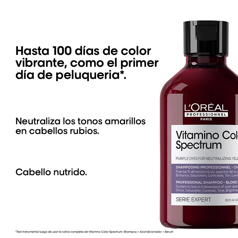 SHAMPOO LOREAL PROFESSIONNEL VITAMINO COLOR SPECTRUM MORADO PARA CABELLO RUBIO 300ML - 2