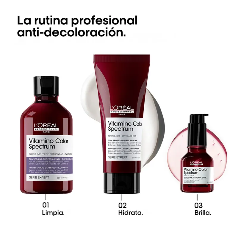 SHAMPOO LOREAL PROFESSIONNEL VITAMINO COLOR SPECTRUM MORADO PARA CABELLO RUBIO 300ML - 5