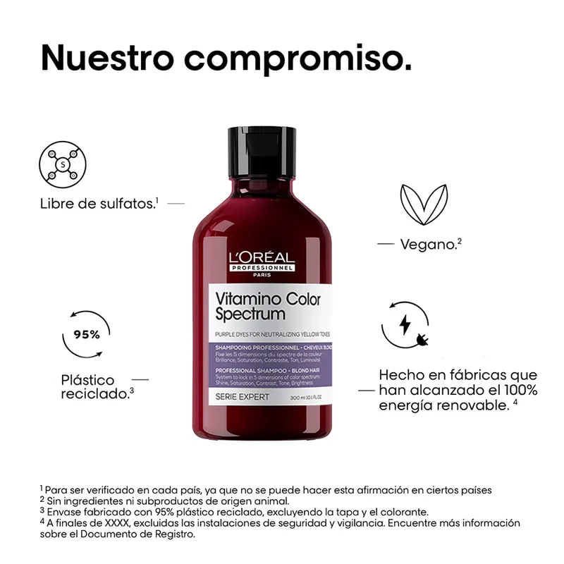 SHAMPOO LOREAL PROFESSIONNEL VITAMINO COLOR SPECTRUM MORADO PARA CABELLO RUBIO 300ML - 7
