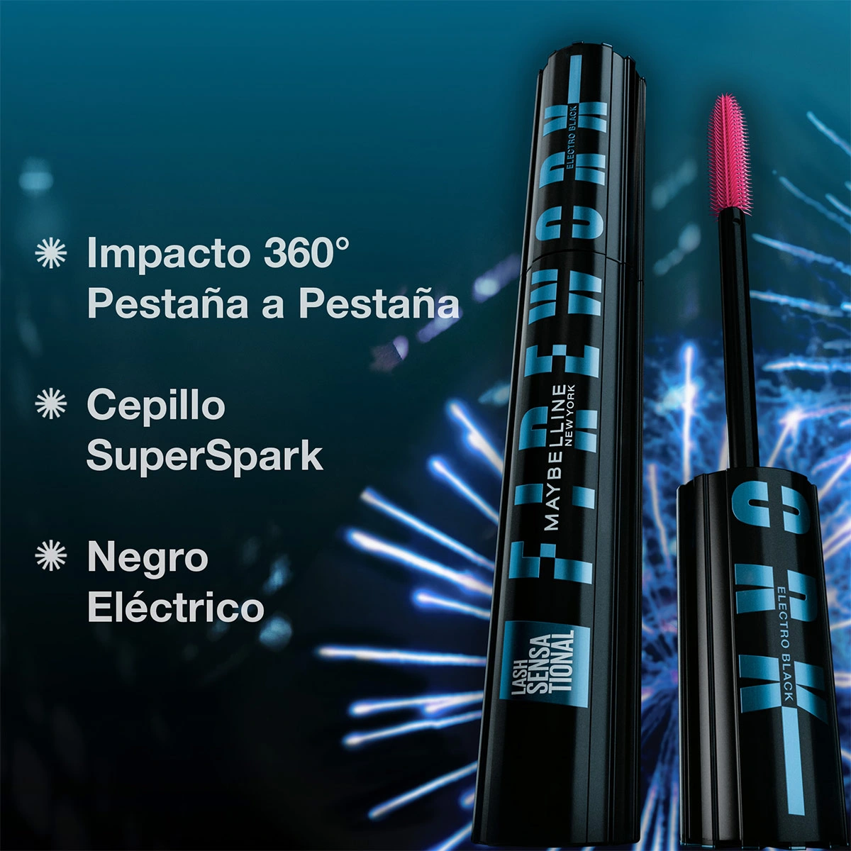 MÁSCARA DE PESTAÑAS MAYBELLINE FIREWORK ELECTRO BLACK - 4