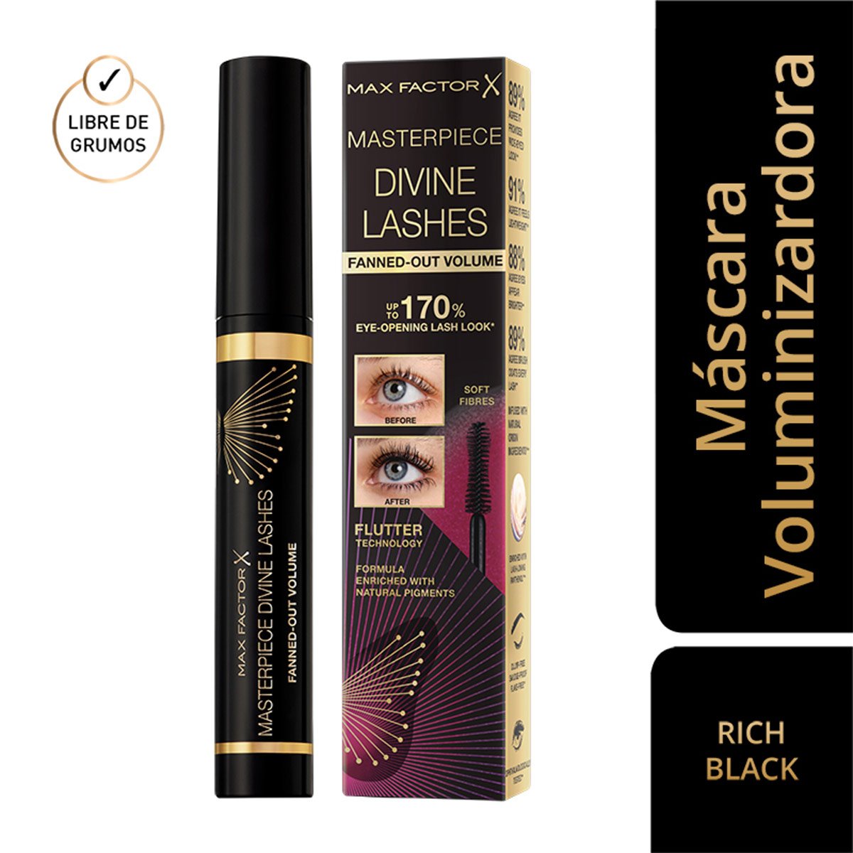 MÁSCARA DE PESTAÑAS MAX FACTOR DIVINE LASHES RICH BLACK - 2