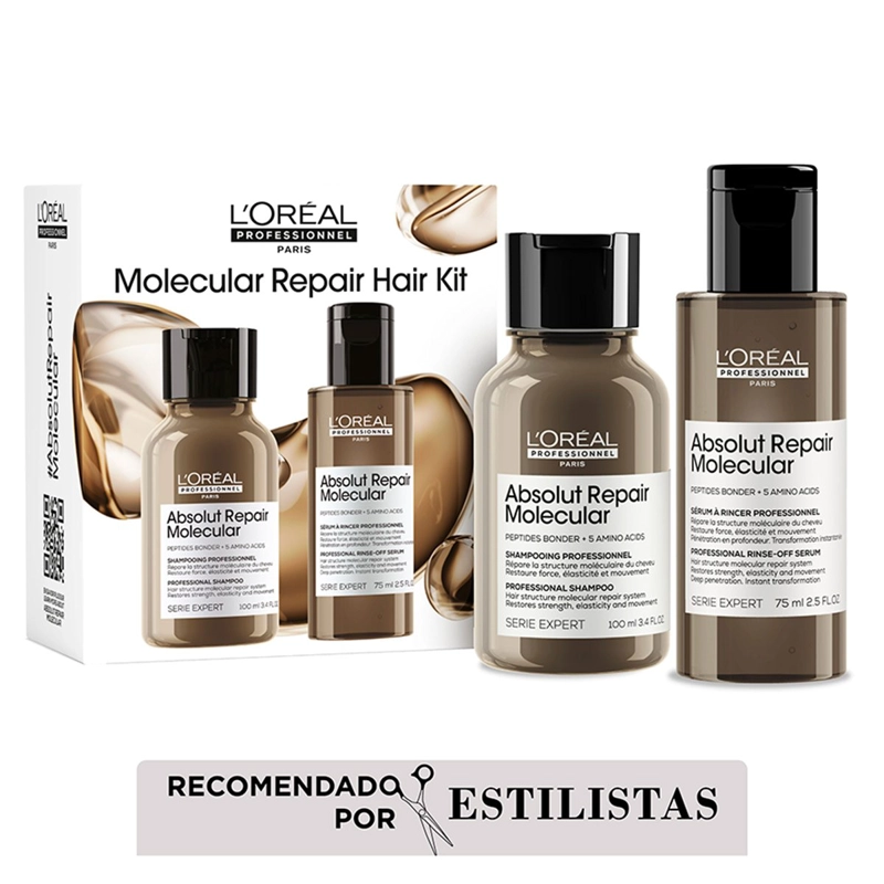 DUO KIT LOREAL PROFESSIONNEL ABSOLUT REPAIR MOLECULAR: SHAMPOO 100 ML + SERUM 75 ML - 1